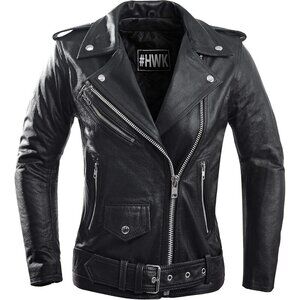 🆕 Hwk Leather Motorcycle Jacket Women Black Genuine Weather Resistant Riding